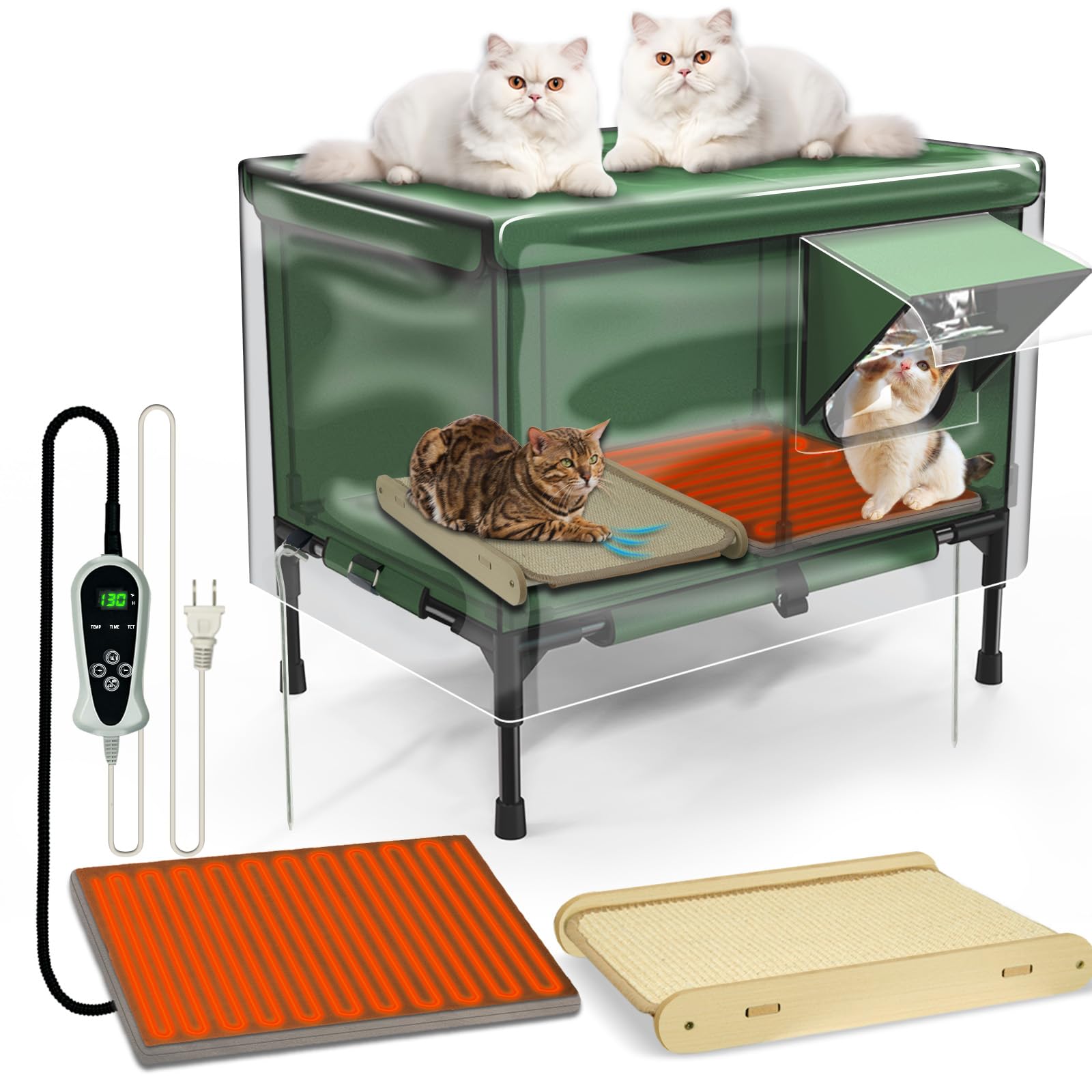 Casa Para Gatos Lonepetu Aquecida - Externa Com Almofada Térmica - 50x34x46cm