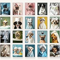 Custom Funny Pet Portrait Canvas Wall Art - Personalized Dog Cat Photo in Bathtub, Toilet Newspaper or Wine Bath, Bathroom Decor Gift