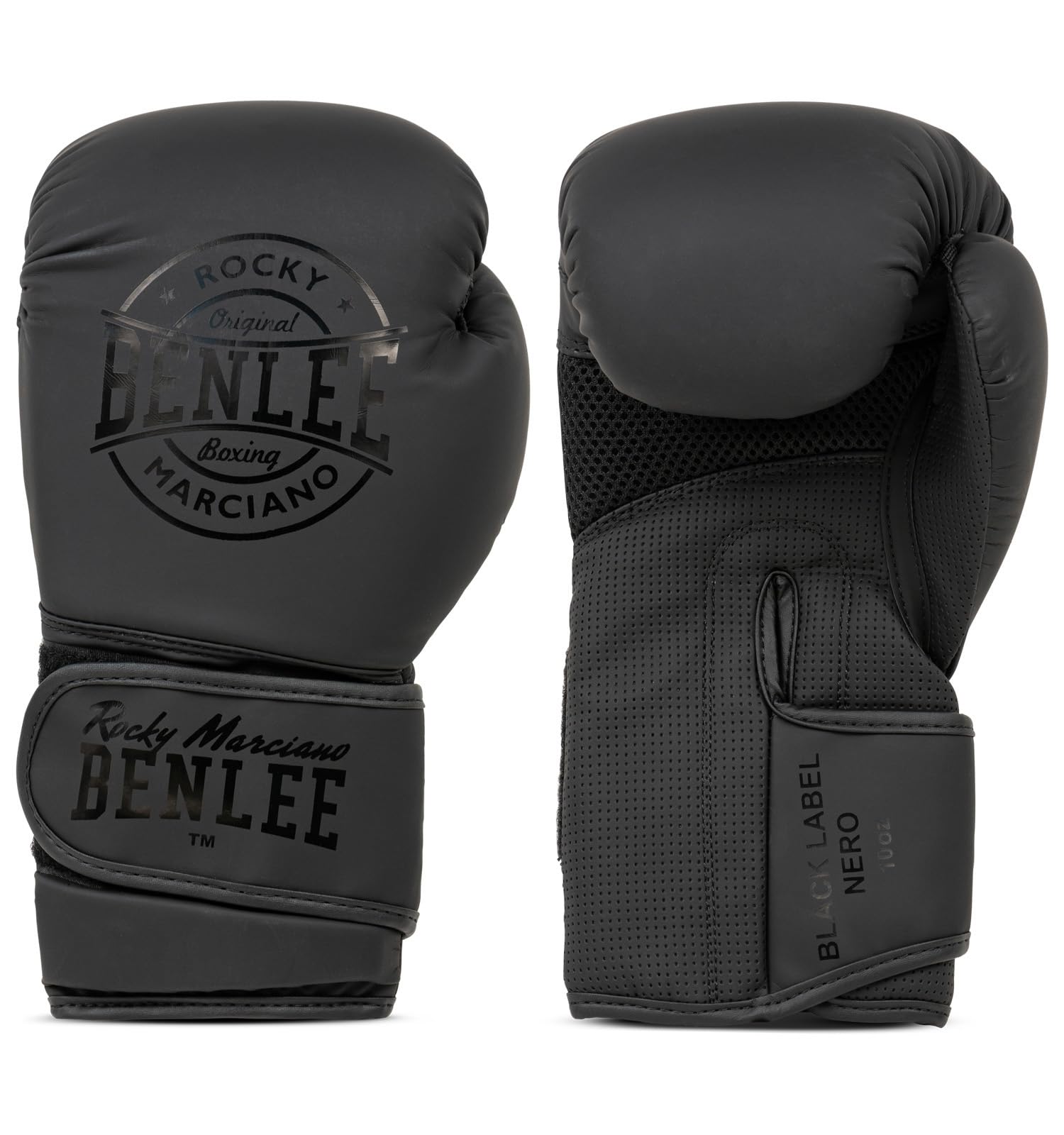 BENLEE Rocky Marciano Men's Black Label Nero Artificial Leather Boxing Gloves, Black, 16 oz EU