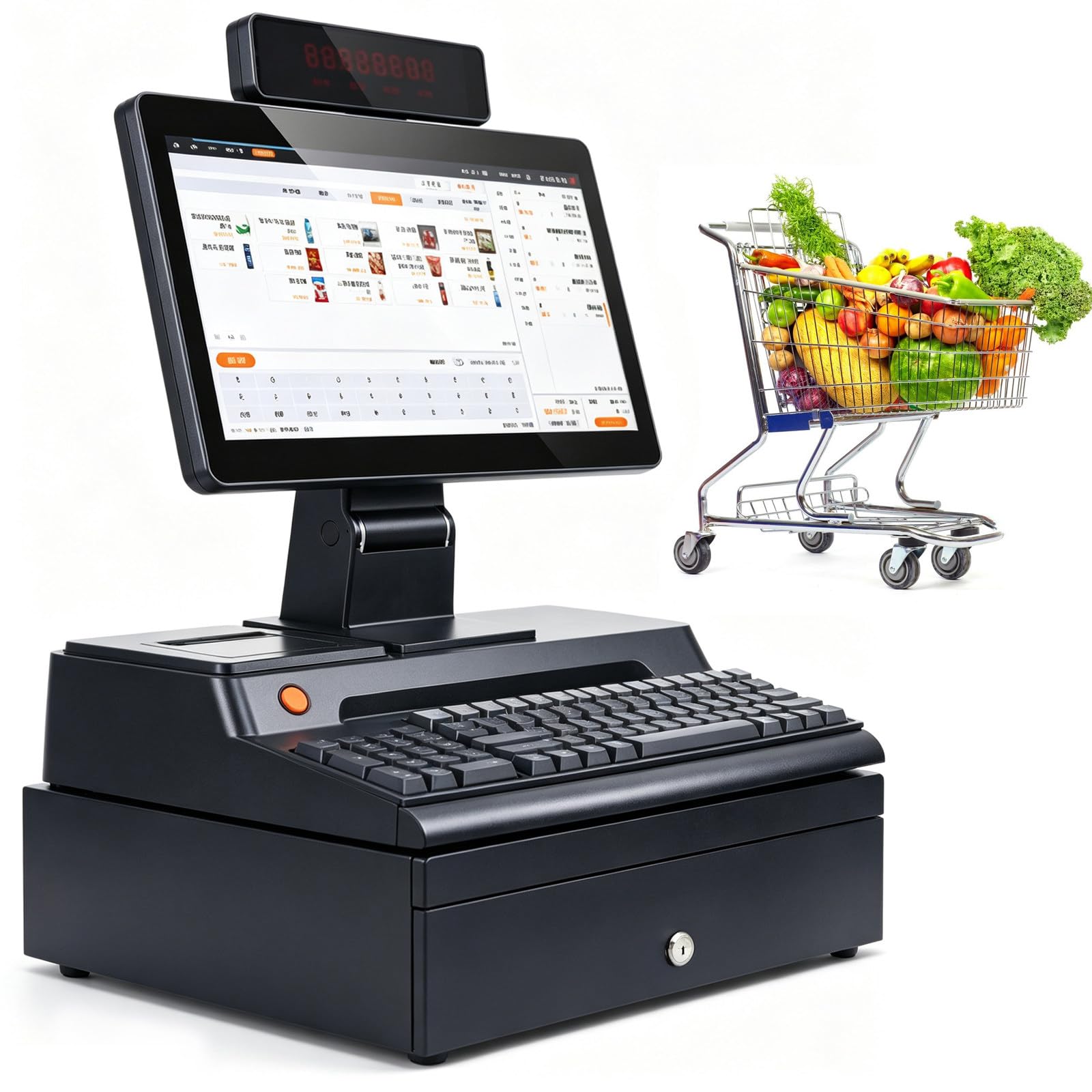 Caja Registradora con Pantalla LCD para Pequeñas Empresas, Tpv Comercio Black