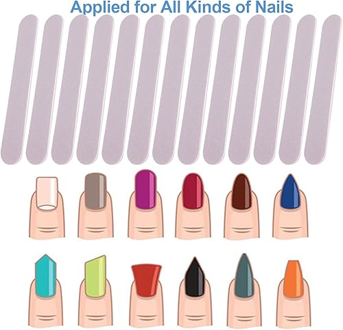 Miniatura 2 de Mini limas de uñas a granel (100 unidades), lima de uñas de doble cara para uñas naturales, juego de herramientas de manicura, lima de uñas