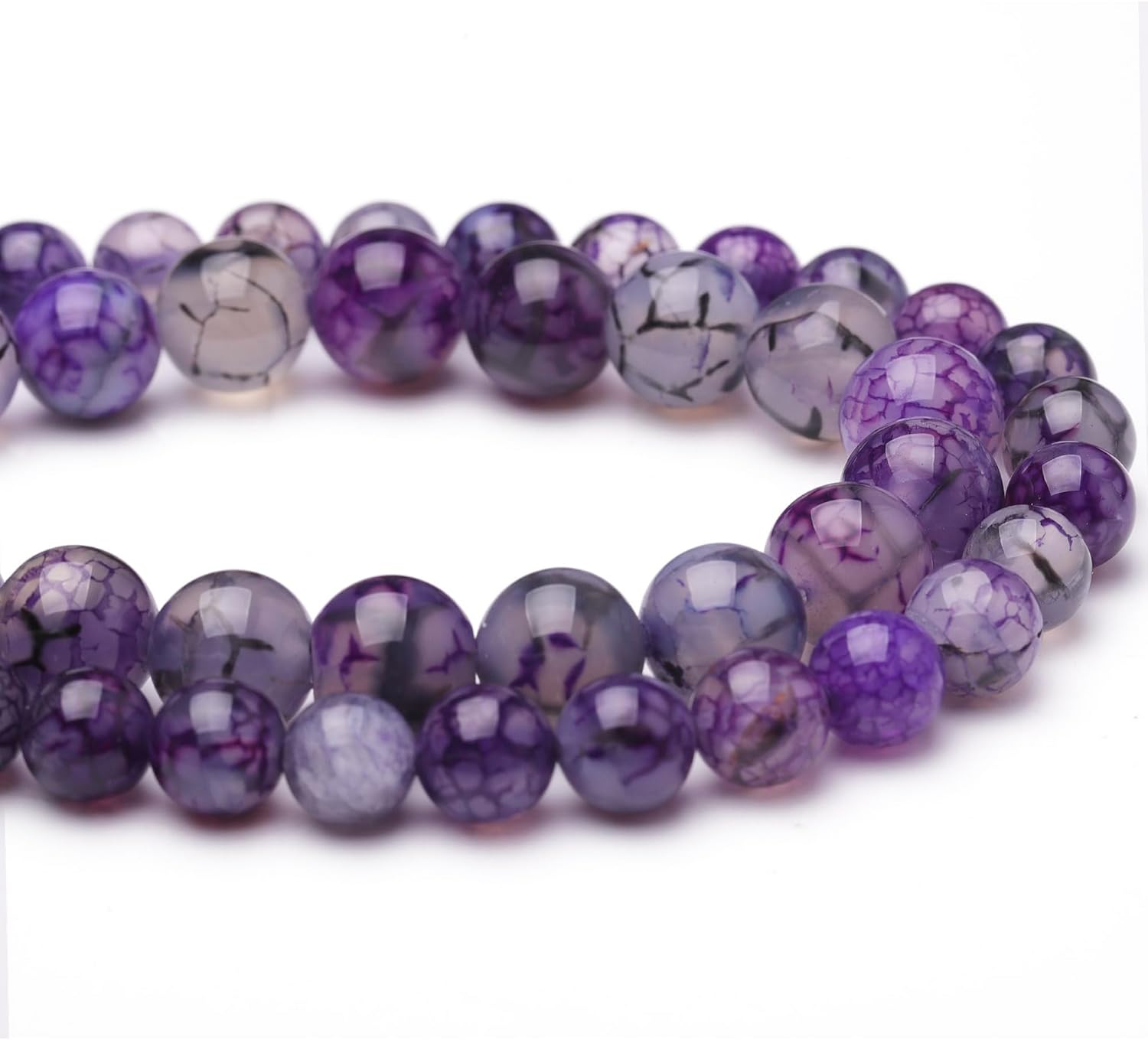 8mm Natural Stone Beads for Jewelry Making,Purple Dragon Vein Agate Polished Smooth Round Gemstone Beads for Bracelet Necklace 15 Inch - Image 4