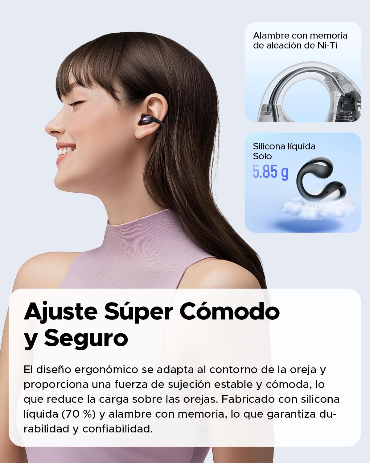 SoundPEATS PearlClip Pro Auriculares Bluetooth, Auriculares con Clip Abierto con Controlador de Doble Imán de 12 mm, Sonido 3D en Modo Película, EQ Dinámico, IPX5, Batería de 24 Horas, Carga Rápida
