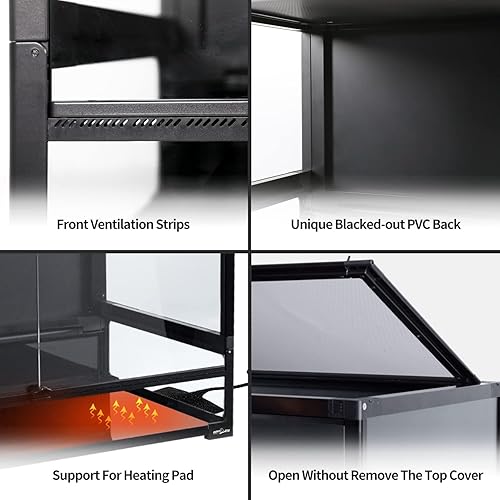 Miniatura 4 de REPTI ZOO Tanque de reptiles plegable de 120 galones, terrario de reptiles grande de vidrio templado de 48 x 24 x 24 pulgadas, parte trasera de PVC