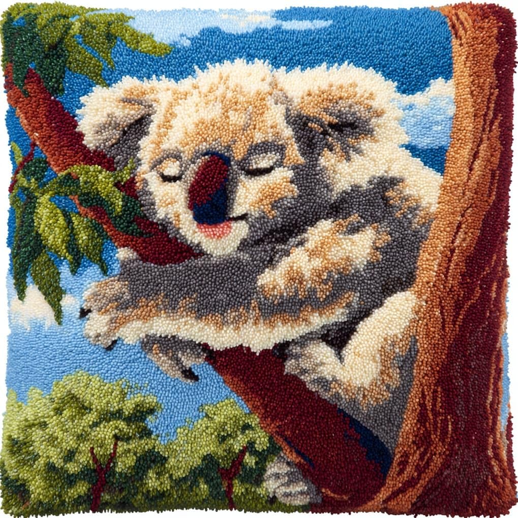 WallustrioaW Latch Hook Kit Cushion,Koala Animals