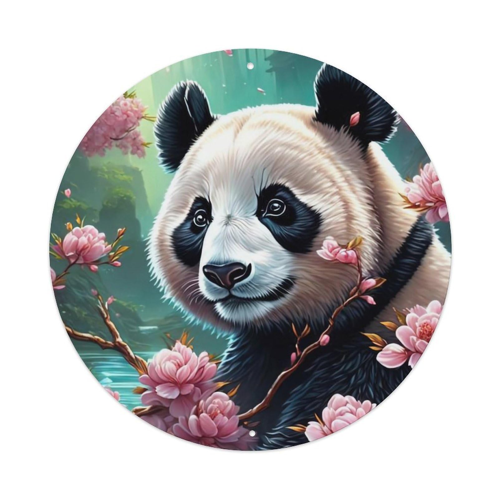 Animal Panda on The Riverbank Metal Tin Sign