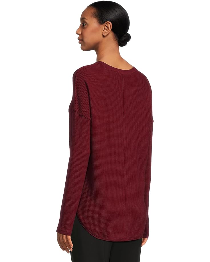 Elliott Lauren Cotton Cashmere - Round Neck Waffle Stitch Drop Shoulder Long Sleeve Sweater - #3 of 5