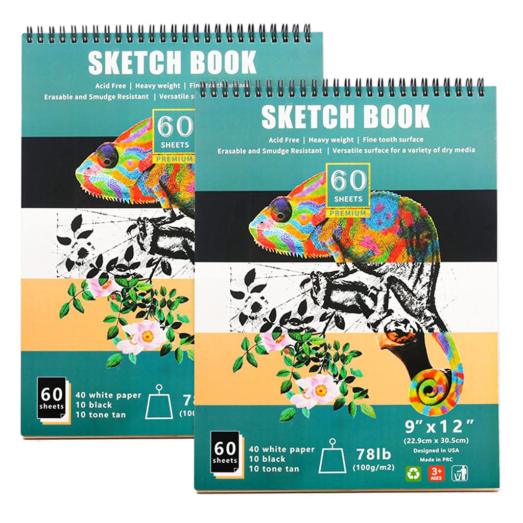 60 fogli per ogni album da disegno, ideale per adulti, facile girare le pagine e disegnare con tre colori di carta