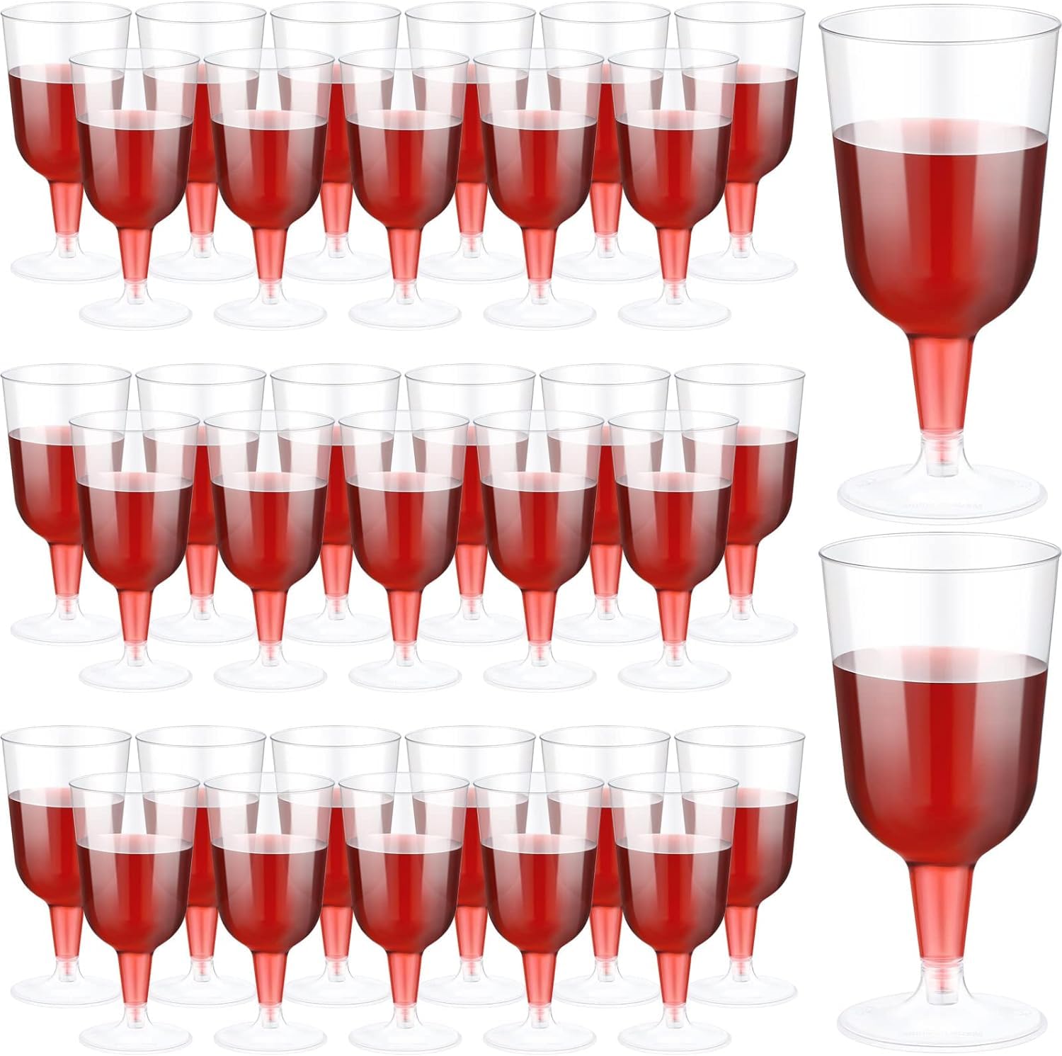 BOAO 50 Pcs Disposable Plastic Clear Wine Cups, 5 Oz Champagne Cups, BPA Free, for Outdoor Parties, Weddings, Picnics, Stackable, Reusable, Disposable Plastic Glasses(Clear)