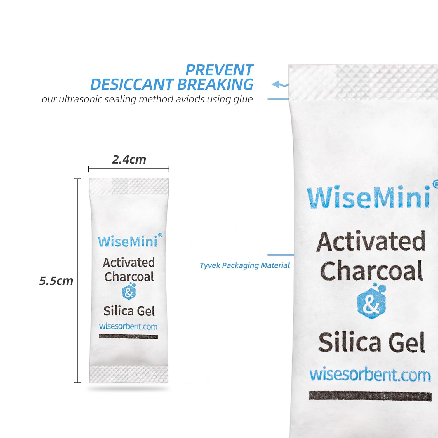 Wisesorb 2500Pcs 2 Gram Food Safe Desiccant Packs, High Absorption Capacity for Moisture & Odor, Silica Gel & Coconut Shell Activated Carbon Packets for Storage