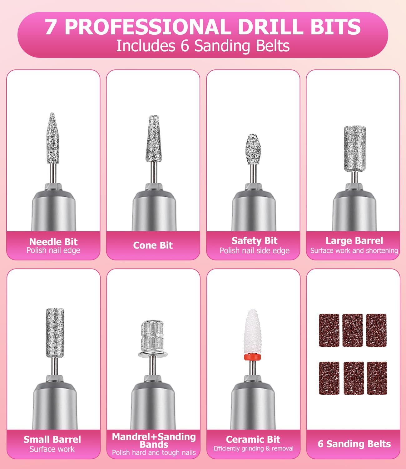 Bixury Lima Electrica Uñas Pulidor Lima Electrica Lima Electrica Uñas Portatil Drill para Uñas Profesional Torno Pedicura 50000RPM Velocidad Ajustable con Pantalla LCD para Manicura y Pedicura