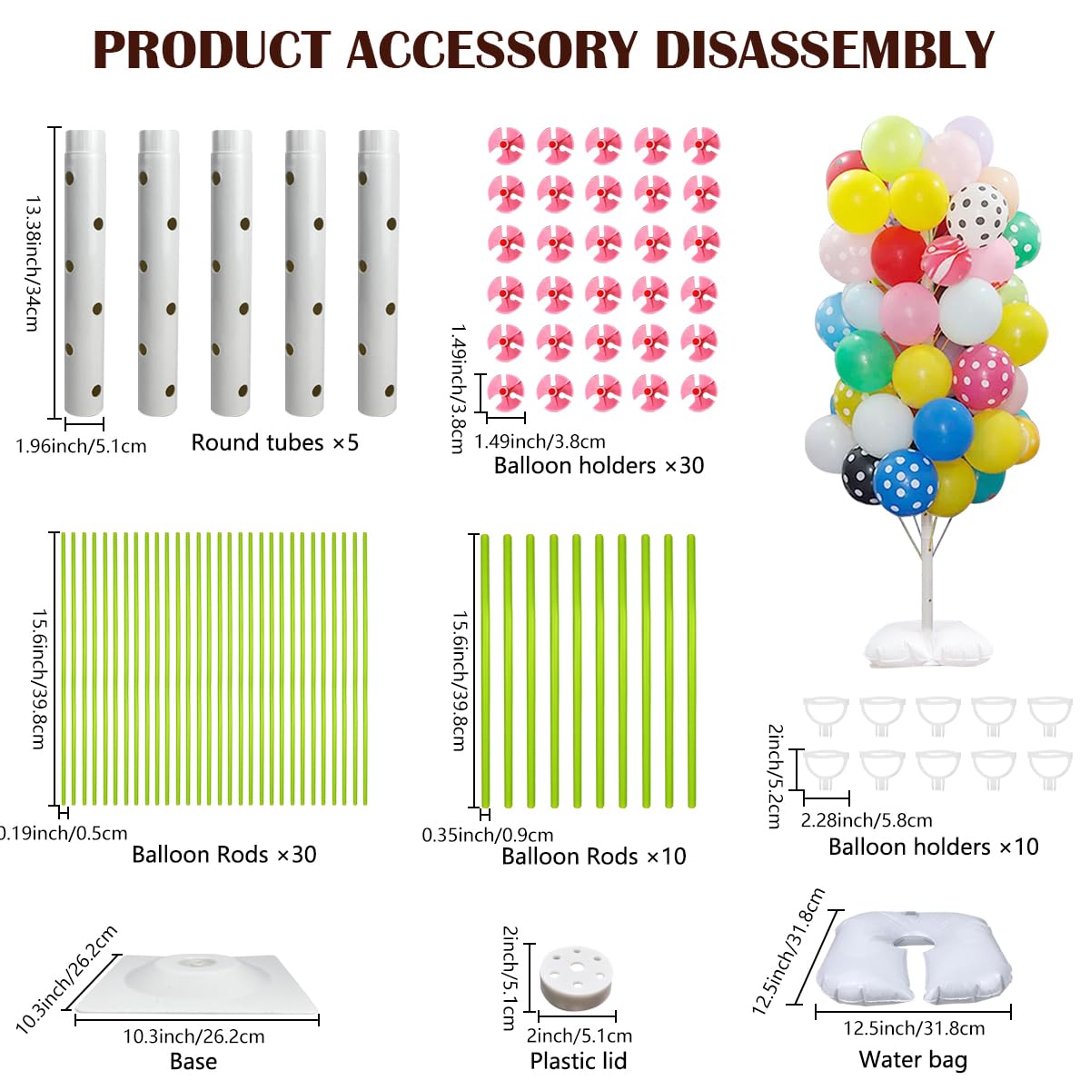Kit di supporto a colonna per palloncini, supporto per arco di palloncini, con basi, adatto per compleanni, decorazioni per feste, matrimoni