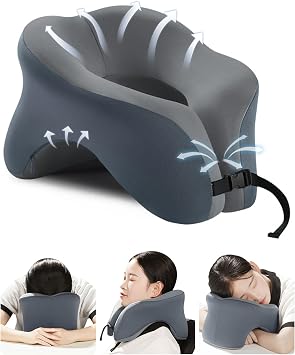 Travel Pillow for Airplanes with 360 Head Support,Memory Foam 2-in-1 Neck Pillow Airplane,Travel Neck Pillow with Storage Bag,Adjustable Clasp for Travel,Home,Office,and Gaming