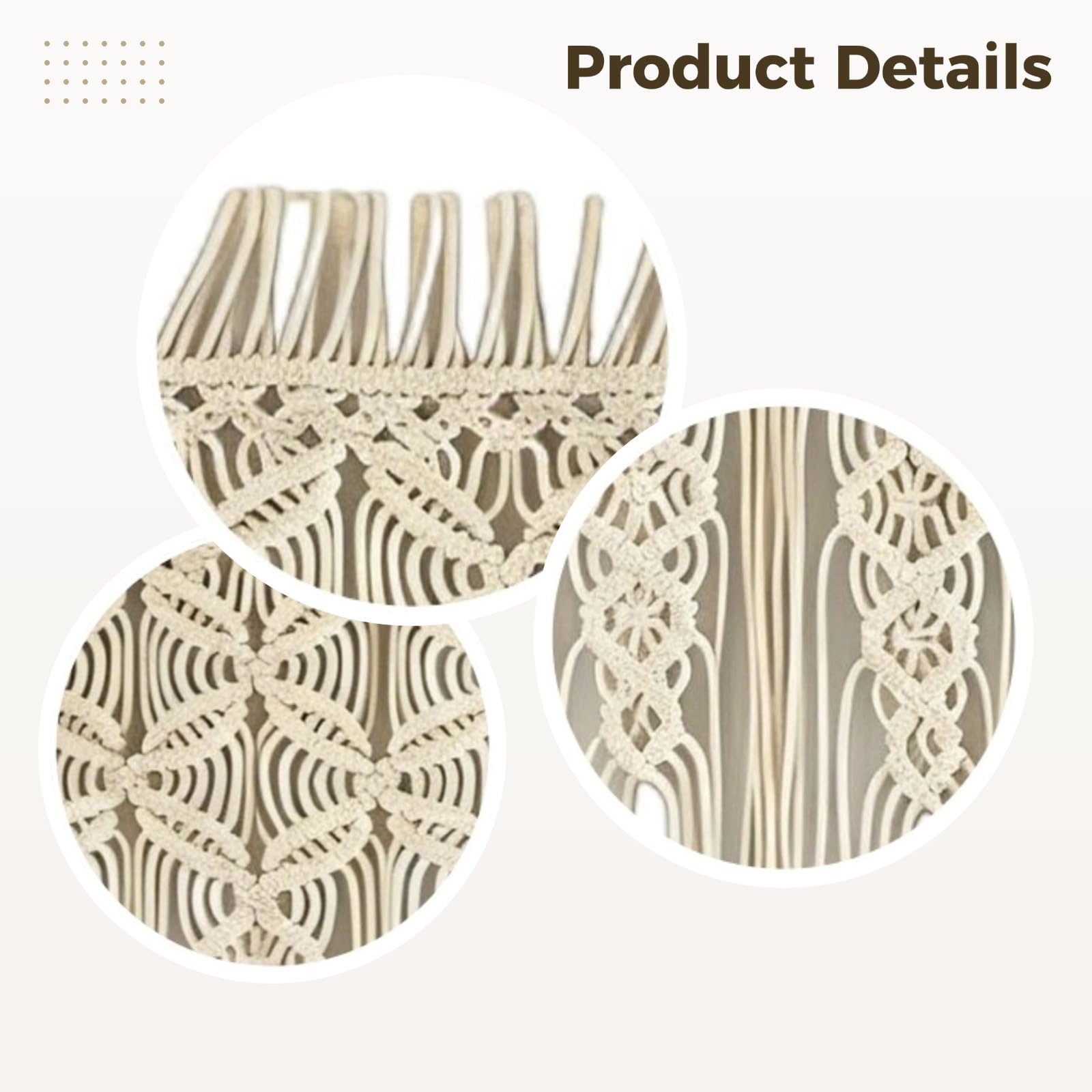 Cortina de macramé para puerta, divisor de habitación bohemio con tapiz tejido, estilo nórdico, cortinas de cuerda de algodón para decoración del hogar, 95 x 55 cm