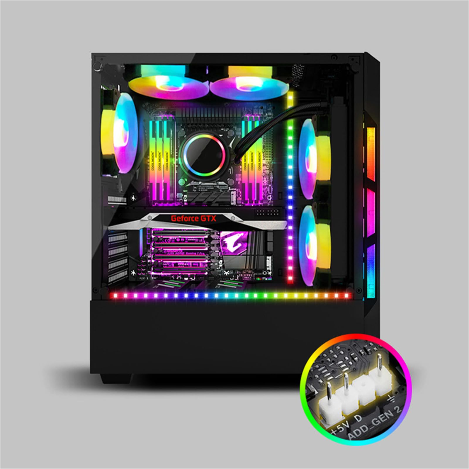 Amazon.co.jp: 5V ARGB PCケースLEDライトバー磁気3ピンSATA