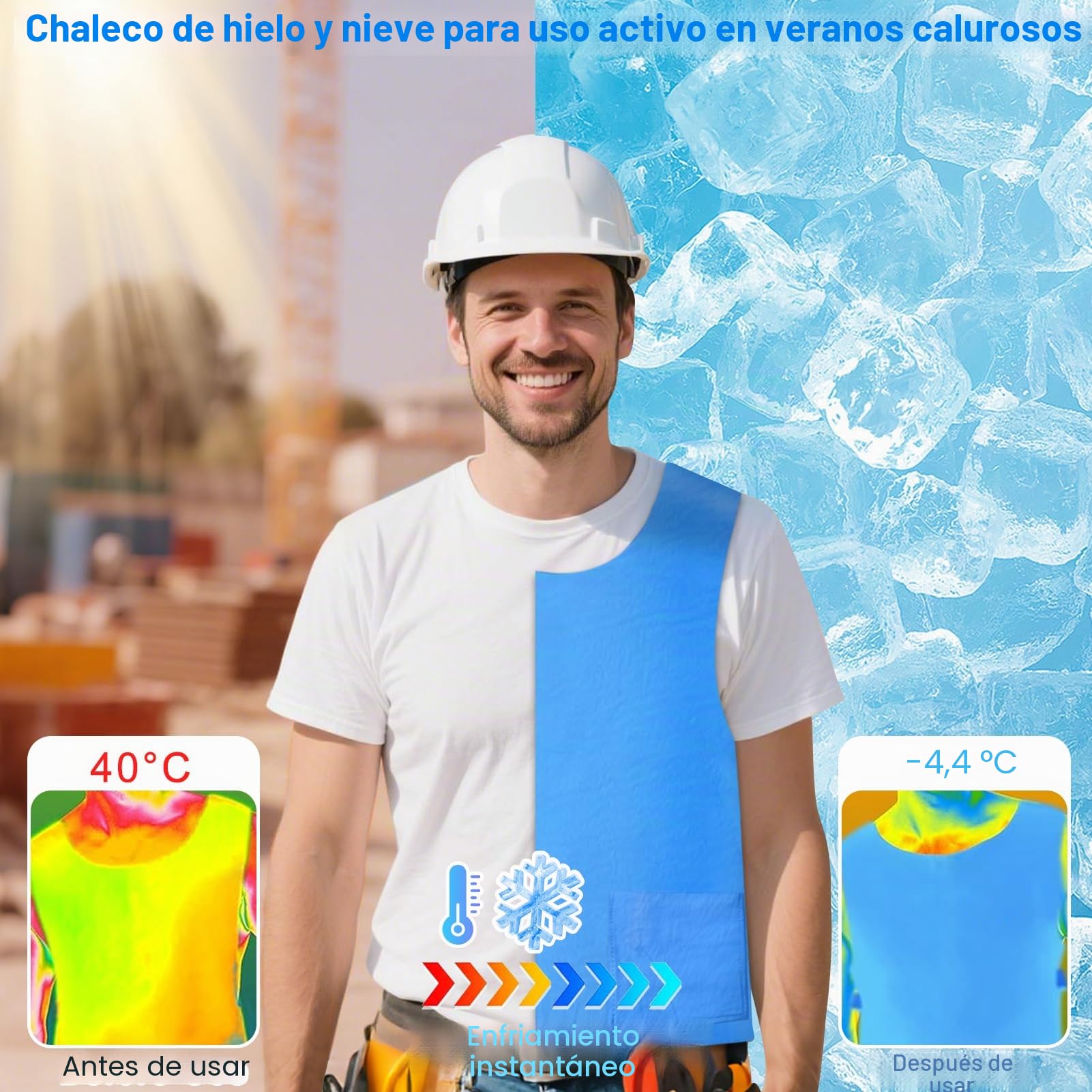 Chaleco Hielo,Insolación refrescante Verano para Hombres y Mujeres, chaleco de enfriamiento evaporativo, para trabajo al aire libre, equitación, correr