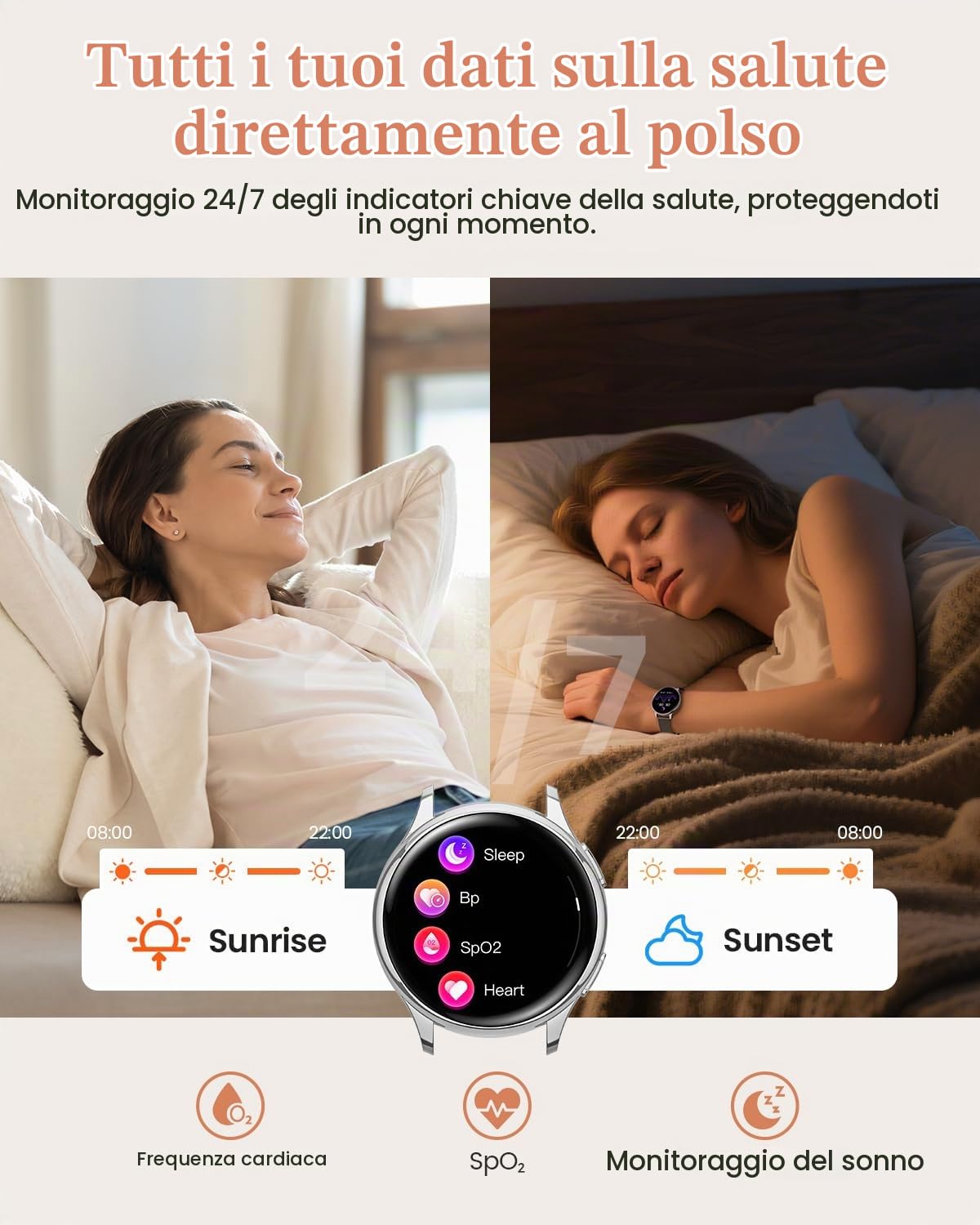 Smartwatch Donna, 1,27” HD Orologio Smartwatch con Chiamate, Fisiologia Femminile, 120+ Sport, 24H Cardiofrequenzimetro SpO2, Sonno, Passi, IP68 Smart Watch Fitness Android iOS Nero Argento