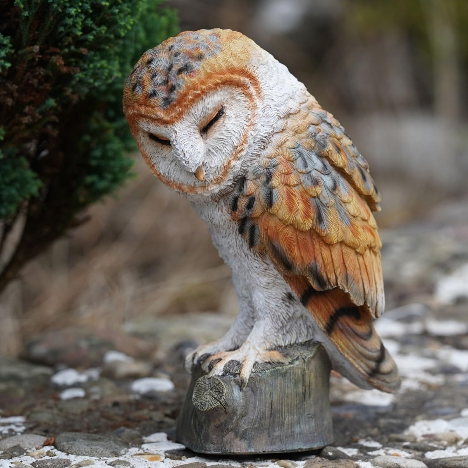 Barn Owl Resin Sculpture Home Garden British Wildlife Statue Outdoor Ornament Eagle Large Bird Gift
