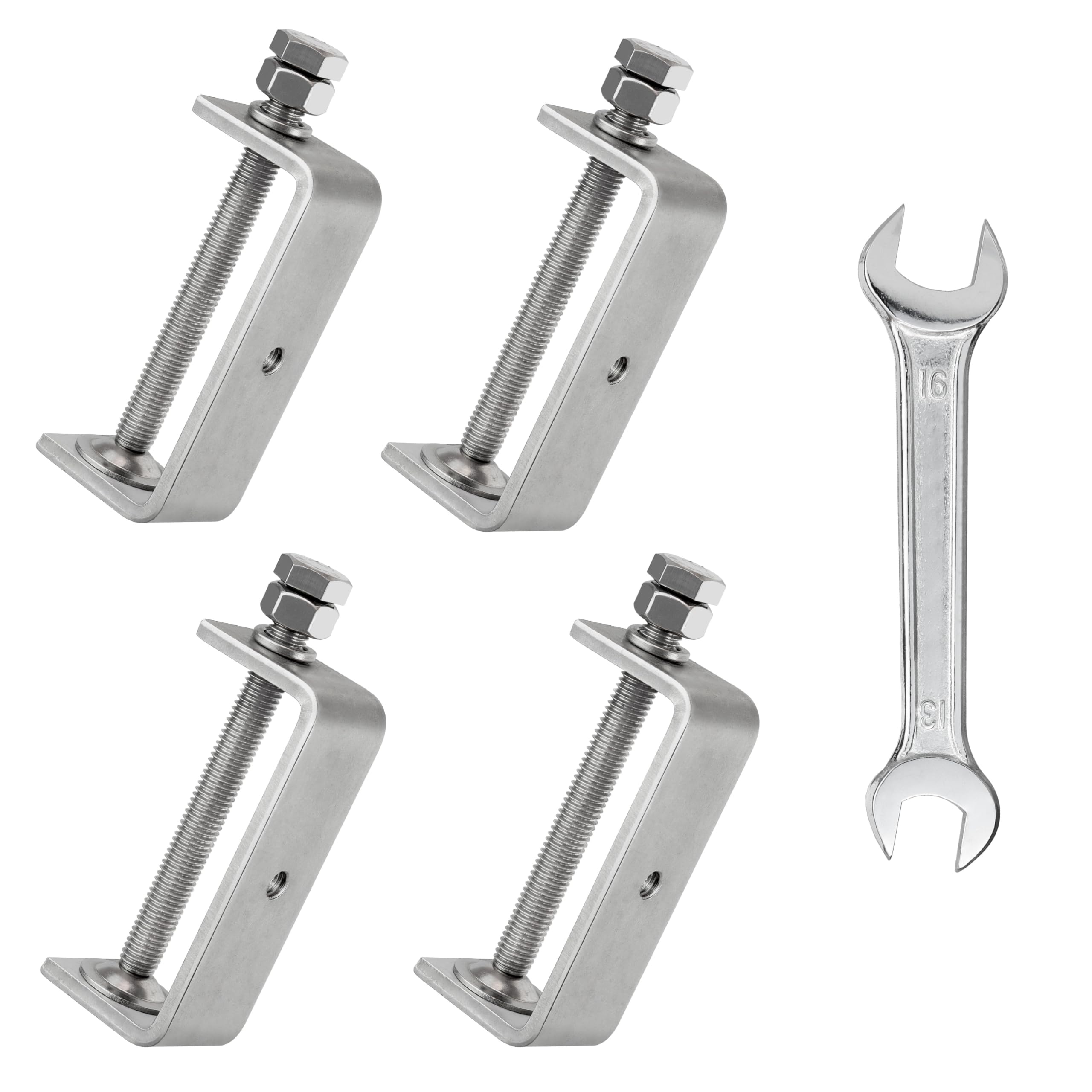 304 Heavy Duty Stainless Steel C Clamps 2 1/2 Inch Tiger Clamp Woodworking Clamp,Features Stable Wide Jaws and Protective Pads (4 Pcs)