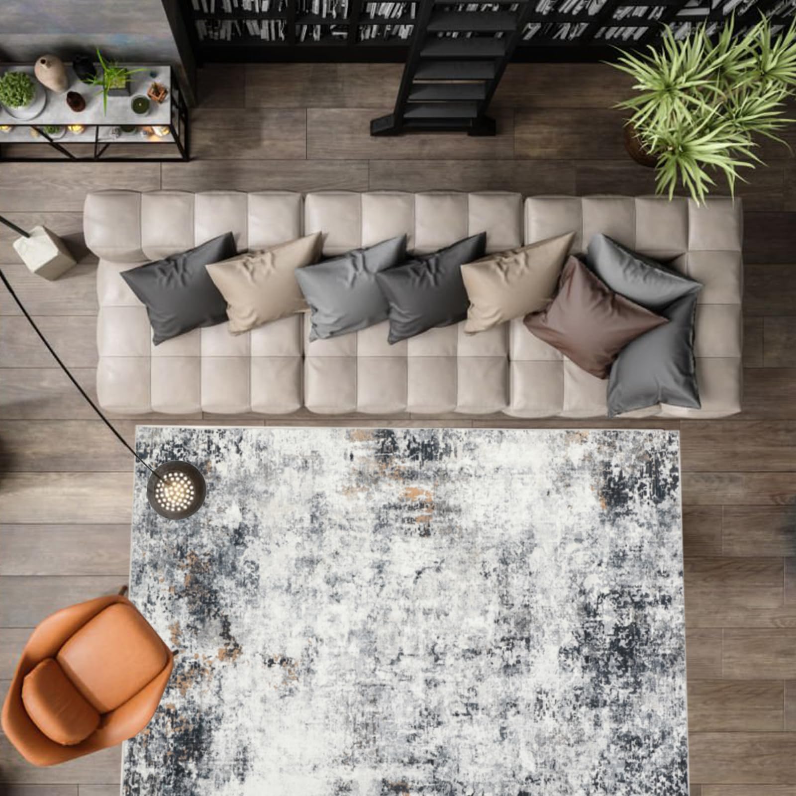 Photo 1 of 9'x12' Rug, Anti-Slip Backing Abstract Area Rug, Stain Resistant Rugs for Living Room, Kids Room, Foldable Machine Washable Area Rug Gray 9'x12' Grey