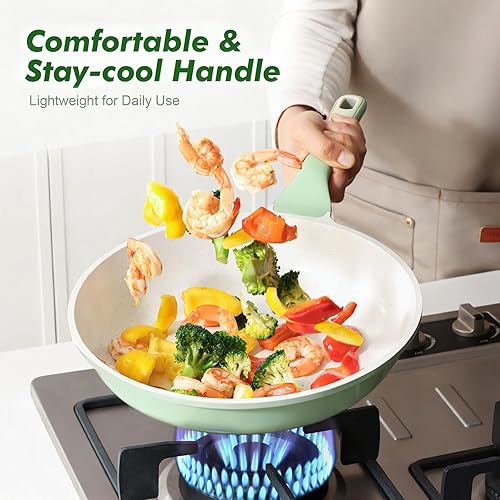 Miniatura 4 de SENSARTE - Sartén antiadherente de cerámica de 12.5 pulgadas, sartén saludable no tóxica, compatible con inducción, sartén para tortilla con mango