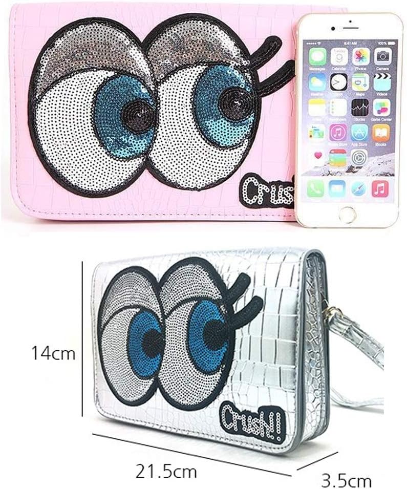 Crush Spangle Bag Cutie Eye Trendy Kids Mini Handbags Crossbody Cell Phone Purse Wallet Travel Passport Bag Handbags for Little Girls Toddlers(Silver)