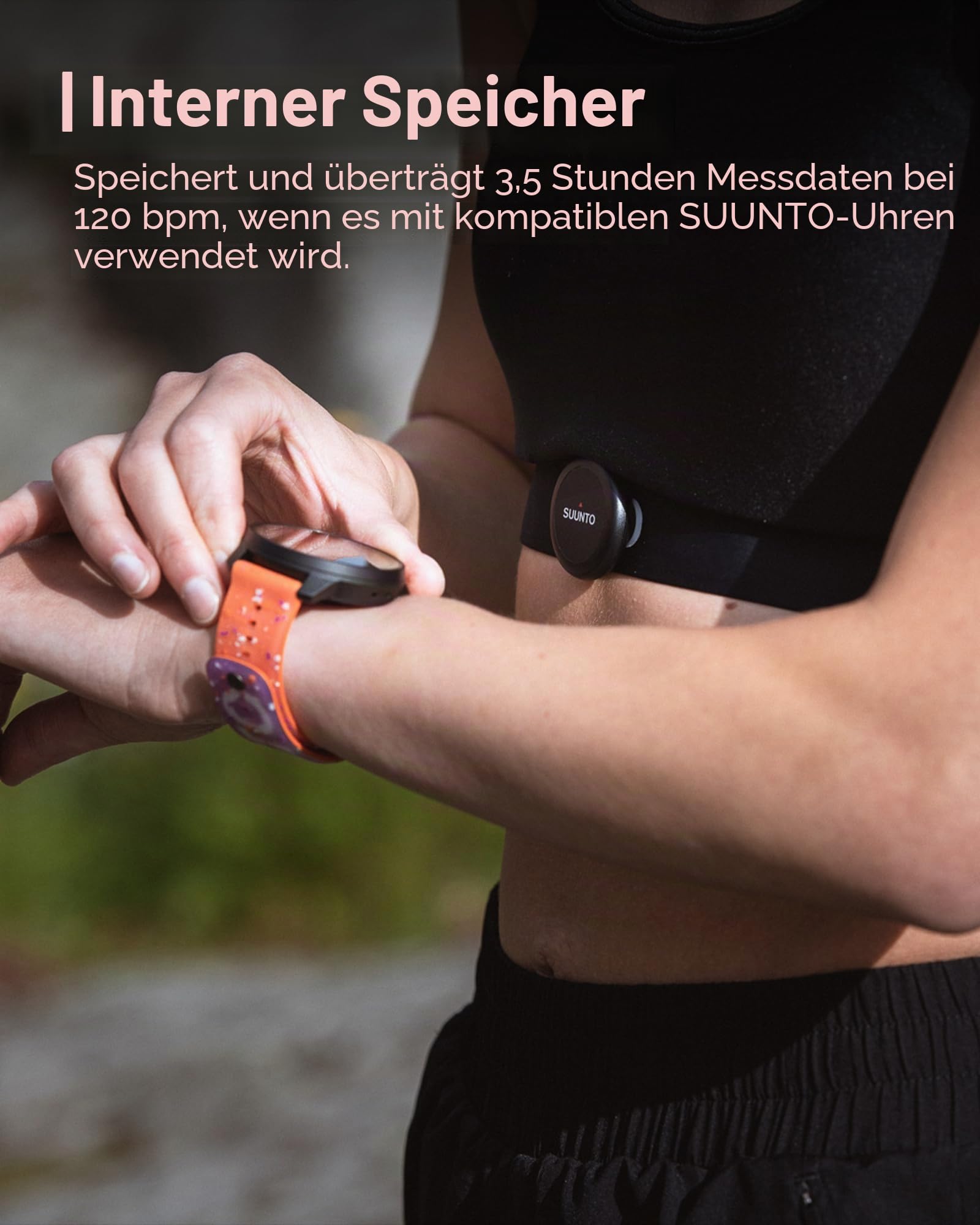 SUUNTO Intelligenter Herzfrequenzgürtel: Überlegene Herzfrequenzmessung, Bequeme Passform, schwarz