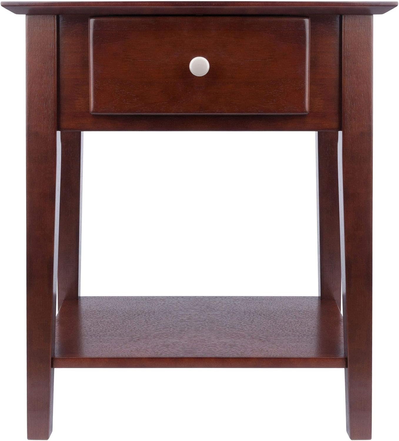 Contemporary Home Living 25” Brown Shaker Night Stand End Table with Drawer