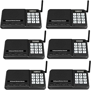 6 Pack Intercoms Wireless for Home - Long Range 1 Mile Wireless Intercom System 10 Channel 3 Code - GLCONN Room to Room Home Intercom System for Business House Office Gate Restaurant Elderly