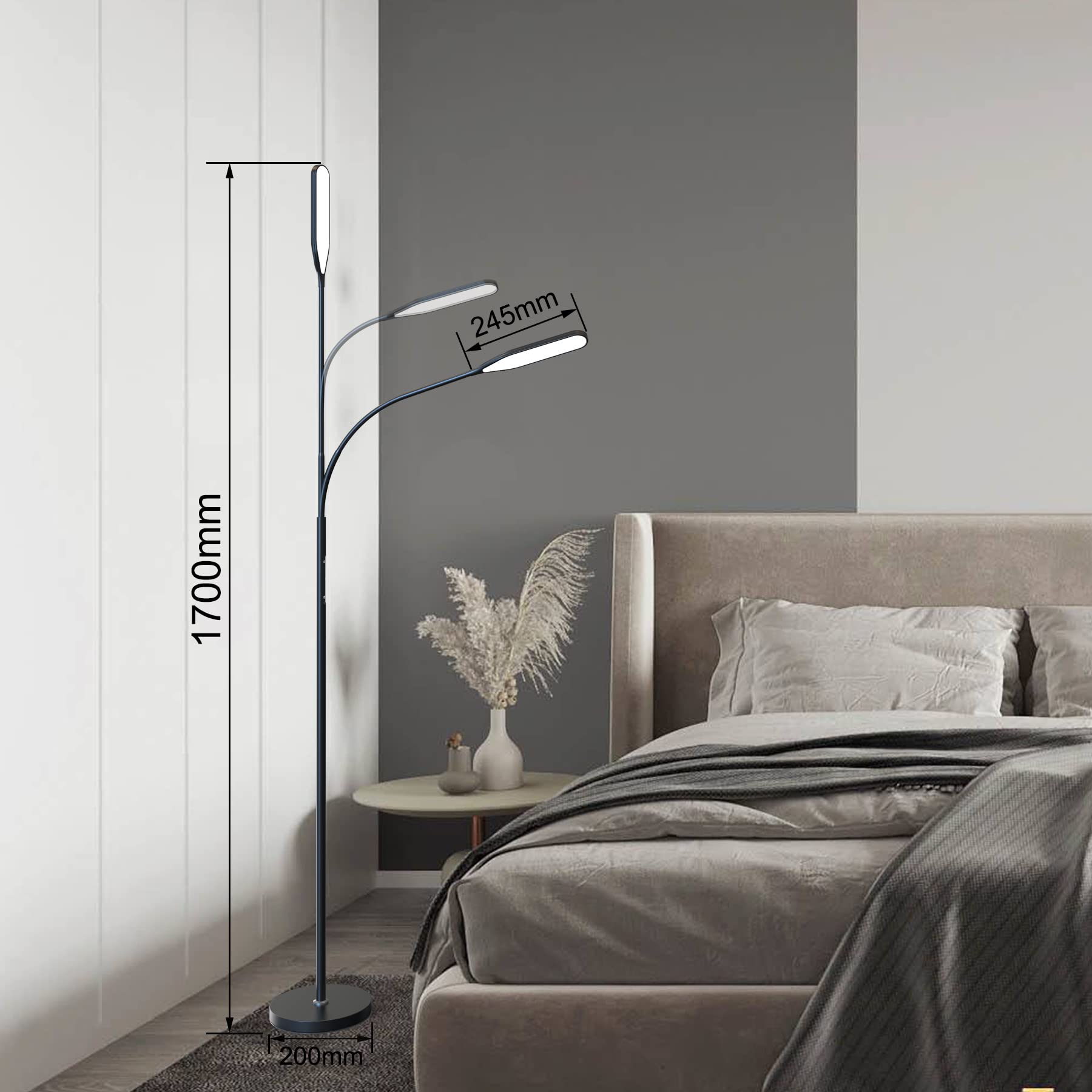 Ściemnialna lampa podłogowa LED z 3 zastosowaniami jako lampa biurkowa / lampa podłogowa / lampa architektowa z klipsem