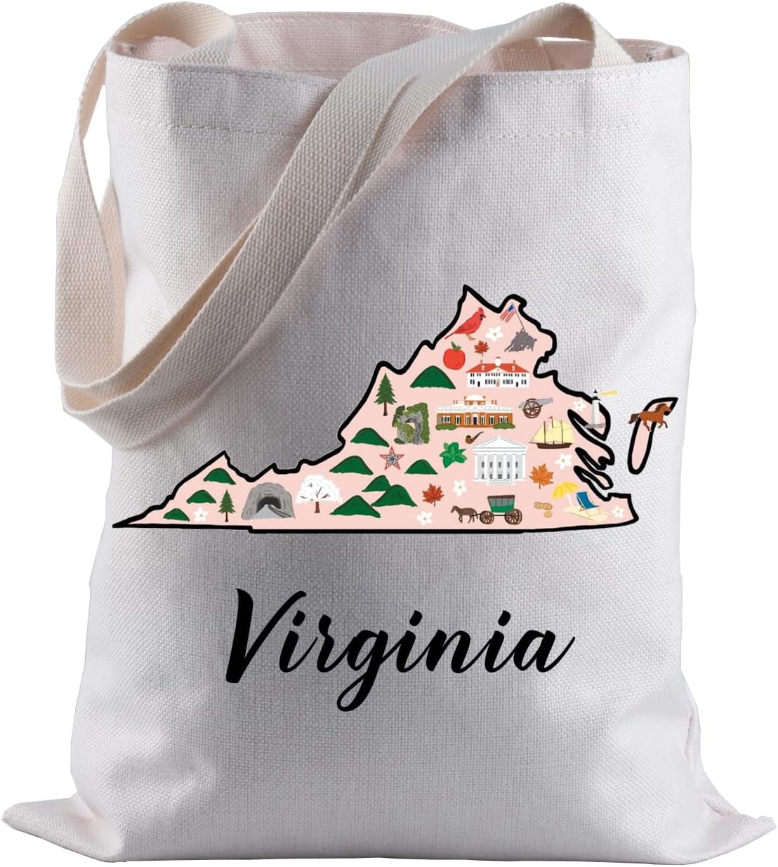 Virginia Locale Tote Bag Born in Virginia Gift Virginia Travel Shopping Bag Virginia Map Gift