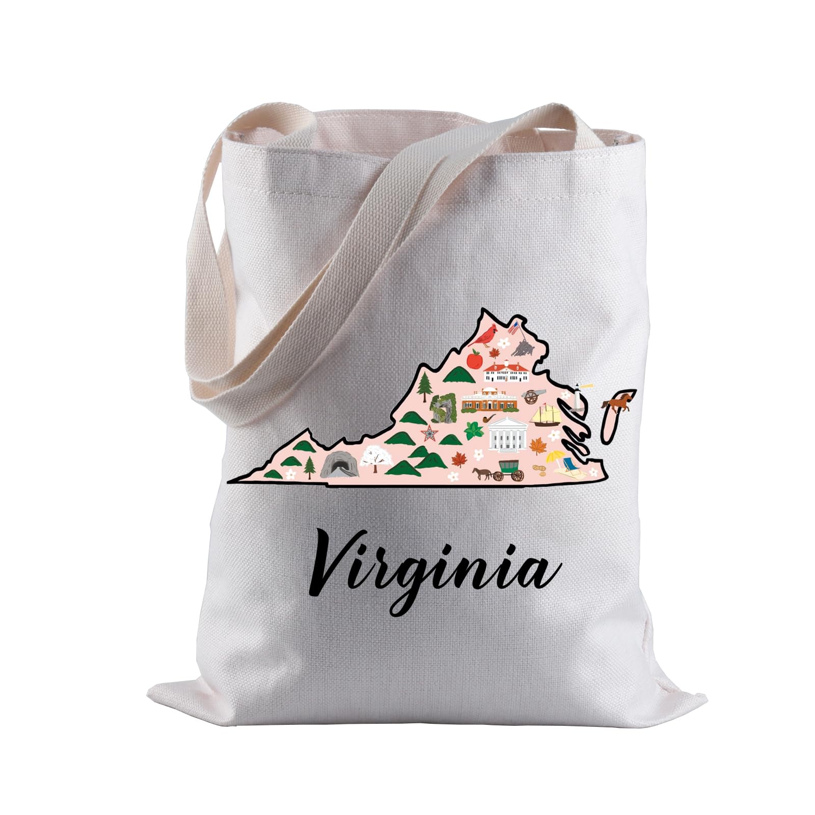BLUPARK Virginia Locale Tote Bag Born in Virginia Gift Virginia Travel Shopping Bag Virginia Map Gift