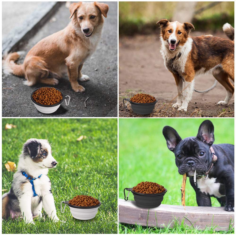 Faltbarer Hundenapf für Hunde, Katzen und kleine Tiere, zusammenklappbar, 2 Stück, Schwarz und Weiß