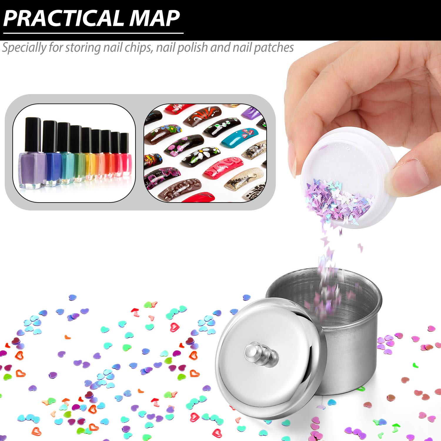 5 Pieces Nail Art Equipment Cup Bowls Stainless Steel Acrylic Liquid Powder Cup Stainless Steel Nail Powder Holder Container with Lids for Women Girls Nail Art Supplies : Beauty & Personal Care