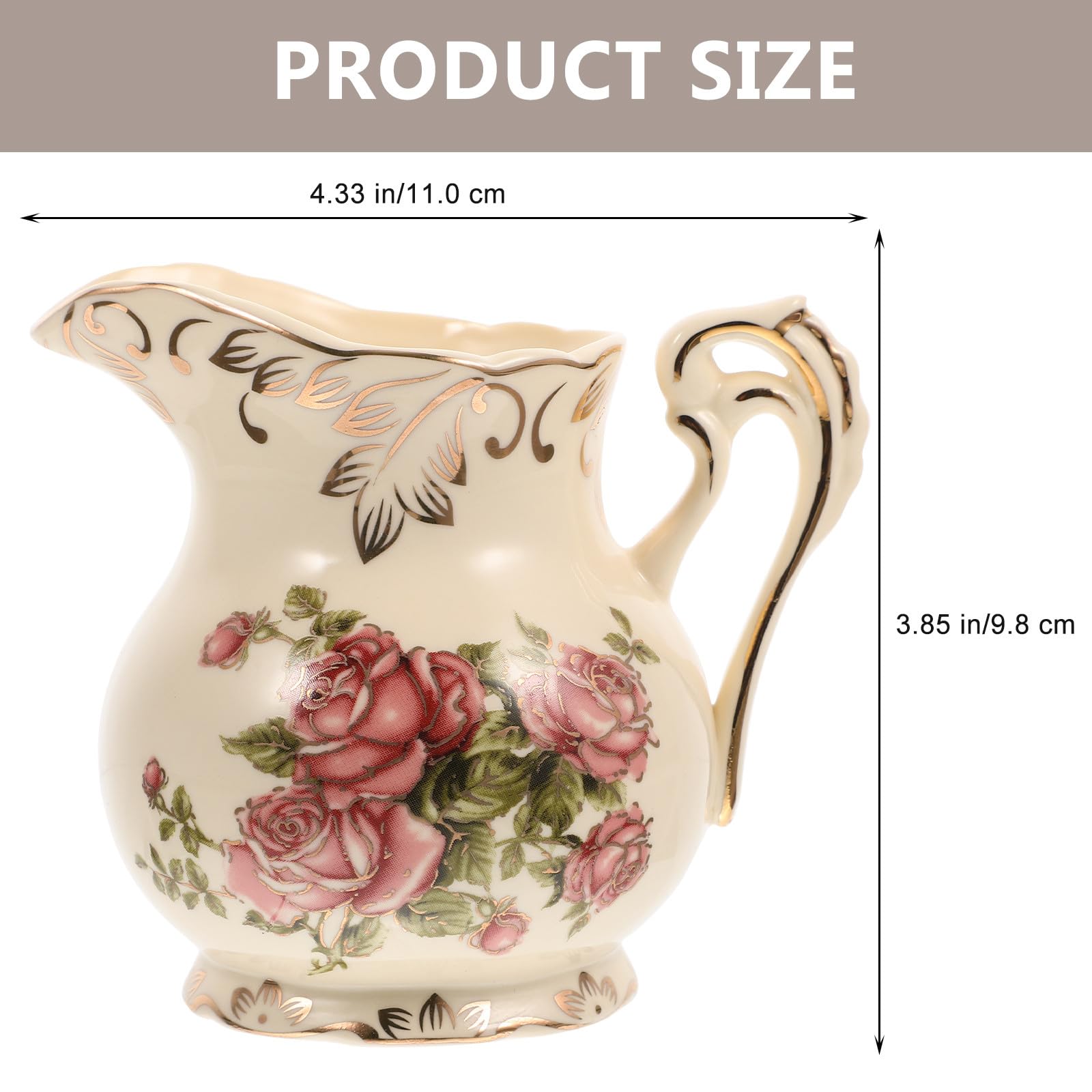 HOMSFOU Pot à Lait Pratique et Élégant Style Européen en Céramique 250ml Pichet à Crème Poignée Ergonomique et Motif Doré Vintage pour Servir Chaud