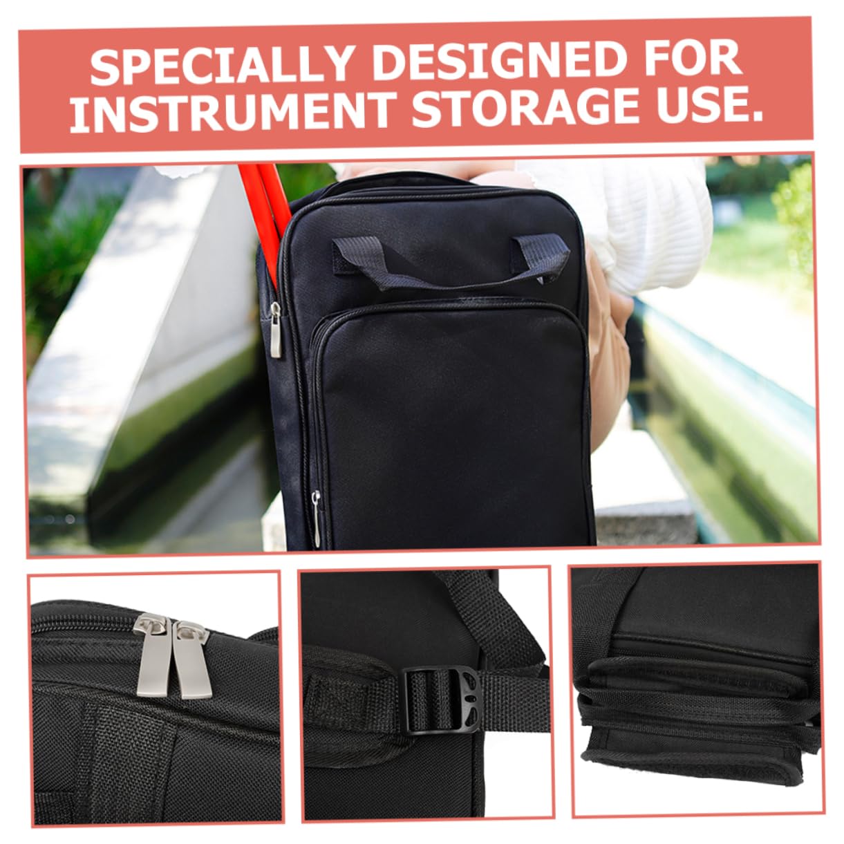 Borsa per Bacchette da Batteria Imbottitura in Cotone Oxford Custodia Portatile Facile da Trasportare per Batteristi a Sale Prove
