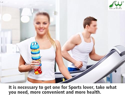 Miniatura 8 de SELEWARE Contenedores apilables portátiles de almacenamiento de alimentos para aperitivos, fórmula en polvo y bebidas, sistema de bloqueo giratorio,