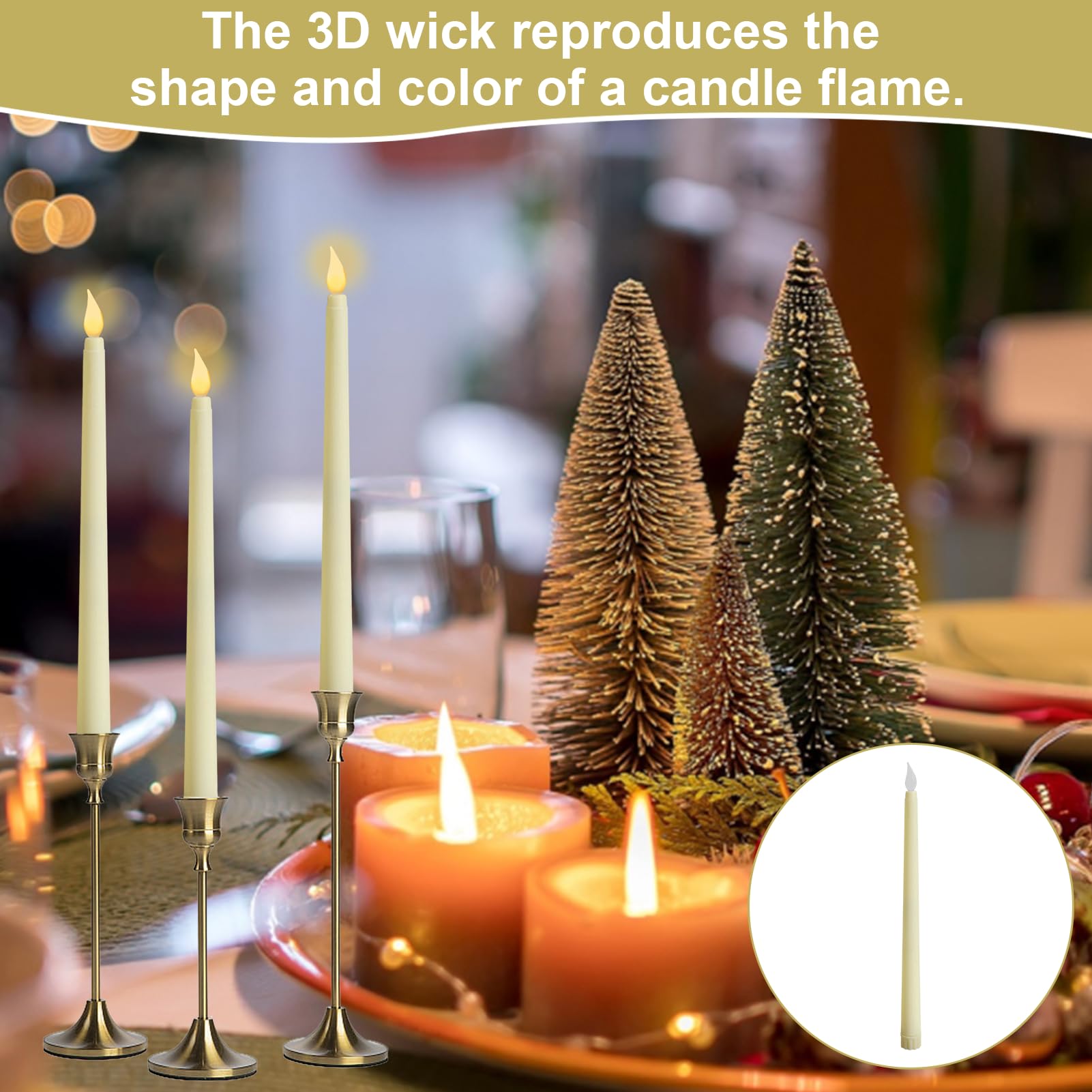 Bougies LED, 6 Pièces Bougies Chandelier LED Flamme Vacillante, Ivoire Fausse Bougie Electrique Décorative pour Pâques, Anniversaire, Fête D'Anniversaire, Mariage (Lot de 6)