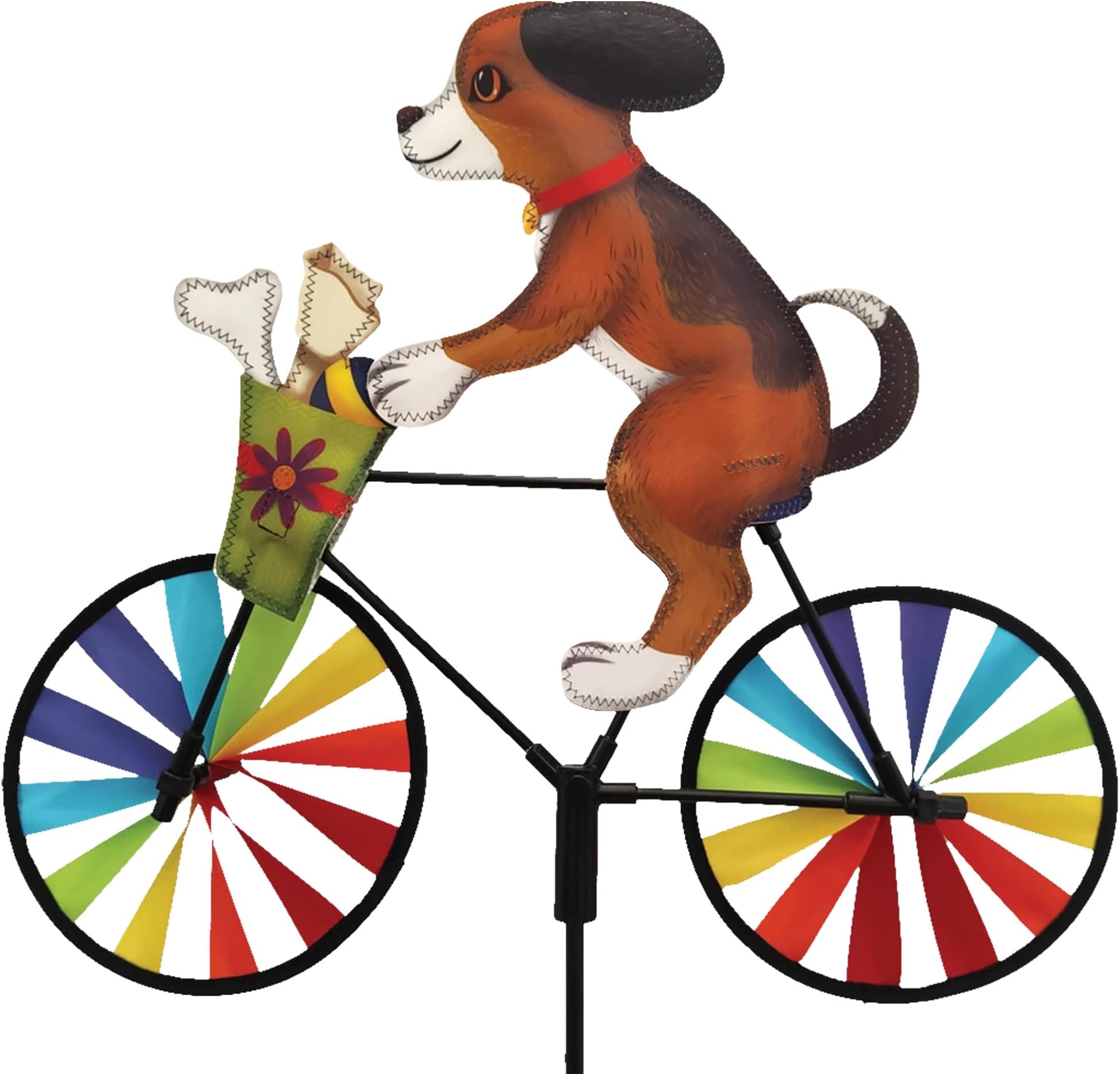 Bike Spinner Puppy 20" – Adorable Canine Design, Weather-Resistant Outdoor Decor, Durable & Lightweight for Patios, Yards, and Gardens - Eye-Catching Wind Spinner with Rotating Wheels
