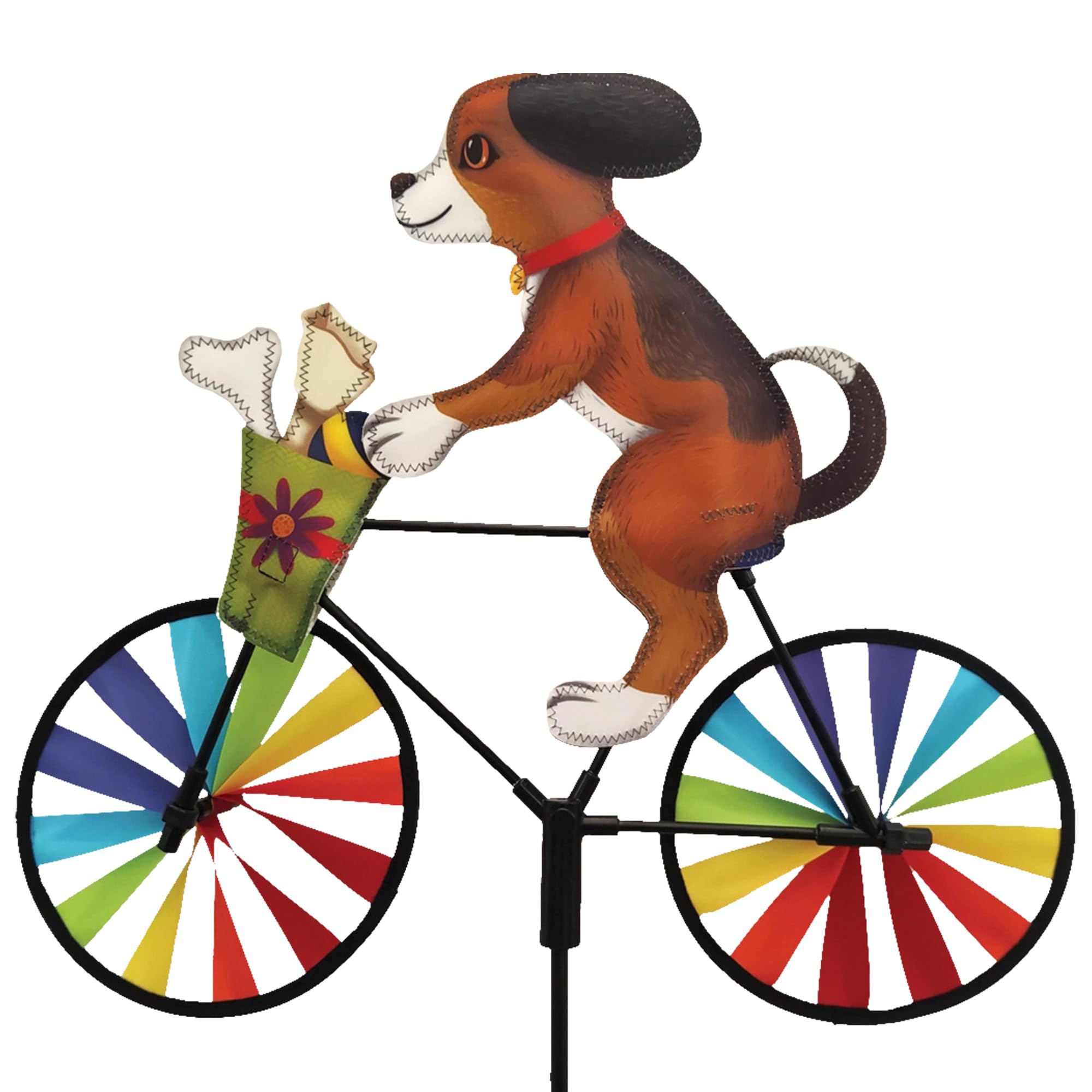 Bike Spinner Puppy 20" – Adorable Canine Design, Weather-Resistant Outdoor Decor, Durable & Lightweight for Patios, Yards, and Gardens - Eye-Catching Wind Spinner with Rotating Wheels