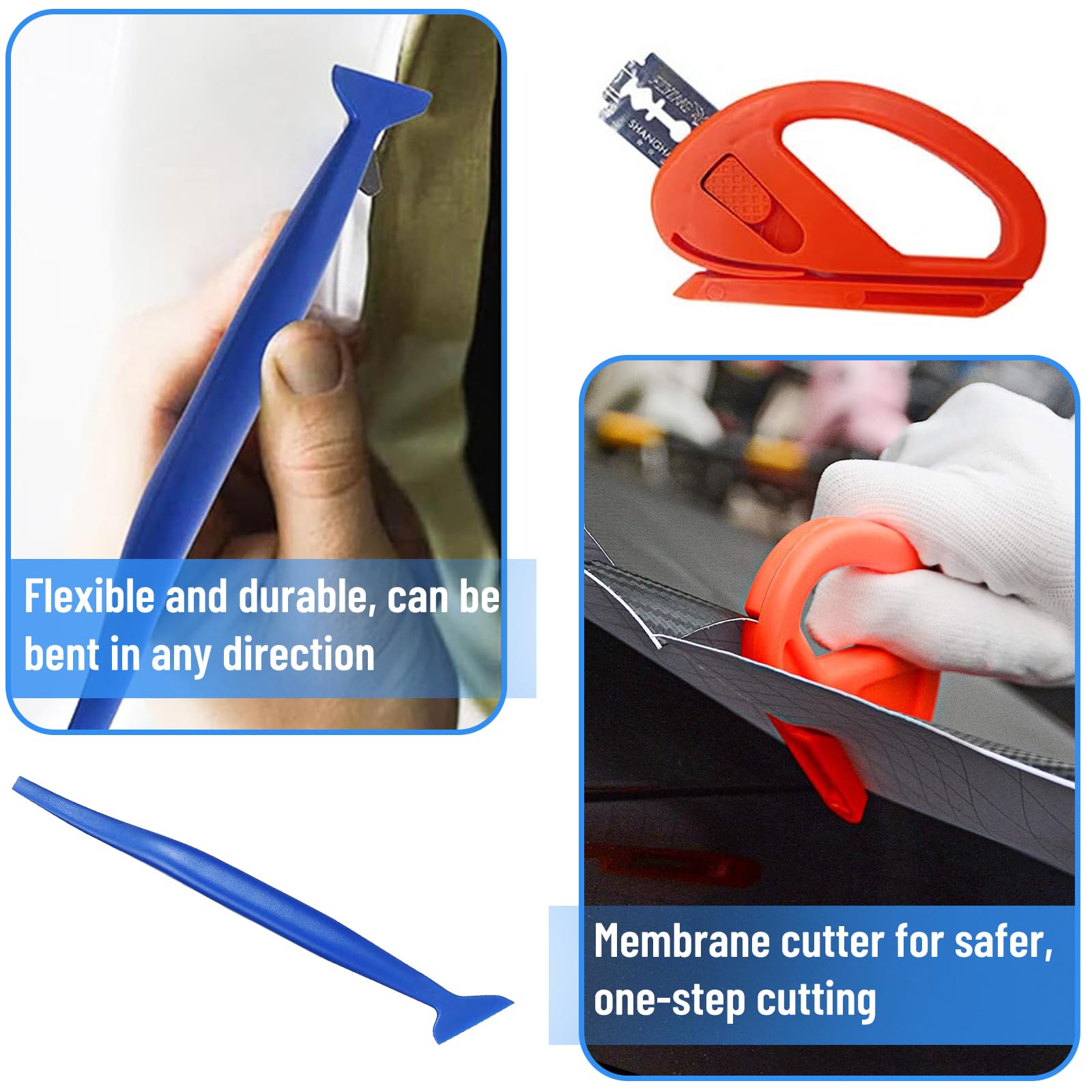 Set di 23 Pezzi Squeegee per Pellicola, CIYIN Set di Attrezzi per Vinile per Auto, Spatola per Cartas Parati, per Installazione Pellicole Auto, DIY, Incisione Artigianales