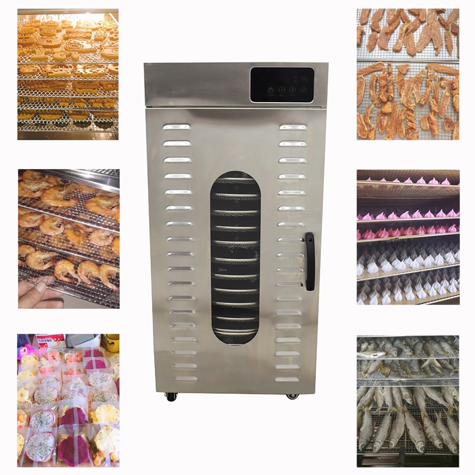 Máquina deshidratadora de alimentos rotativa de 20 capas, máquina de secado de frutas y verduras rotativas de acero inoxidable comercial, secadora de alimentos para mascotas, deshidratador 3