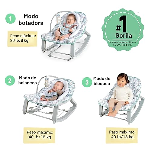 Miniatura 2 de Ingenuity Keep Cozy 3 en 1 Grow with Me - Asiento rebotador vibratorio para bebé que crece conmigo y hamaca de bebé a niño pequeño, vibraciones