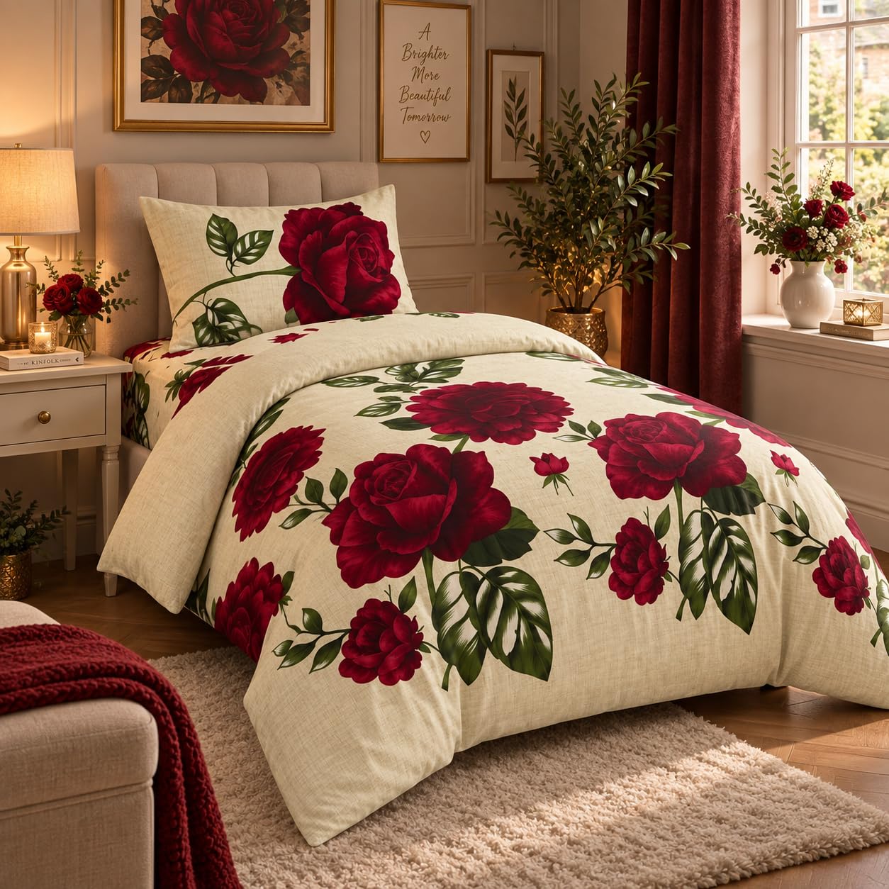 Opulent Living Single Duvet Cover Set with Fitted Sheet & Pillow Cover
