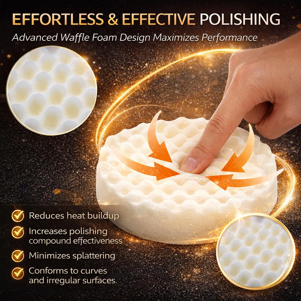 Upgraded 3-in-1 Polishing Pads 8 inch for 7" Backing Plates, Life Time Support Replace 5275 5723 5733 Foam Buffing Pads, Car Cutting Sponge Pads for Chemical Guys dewalt & spta Polisher