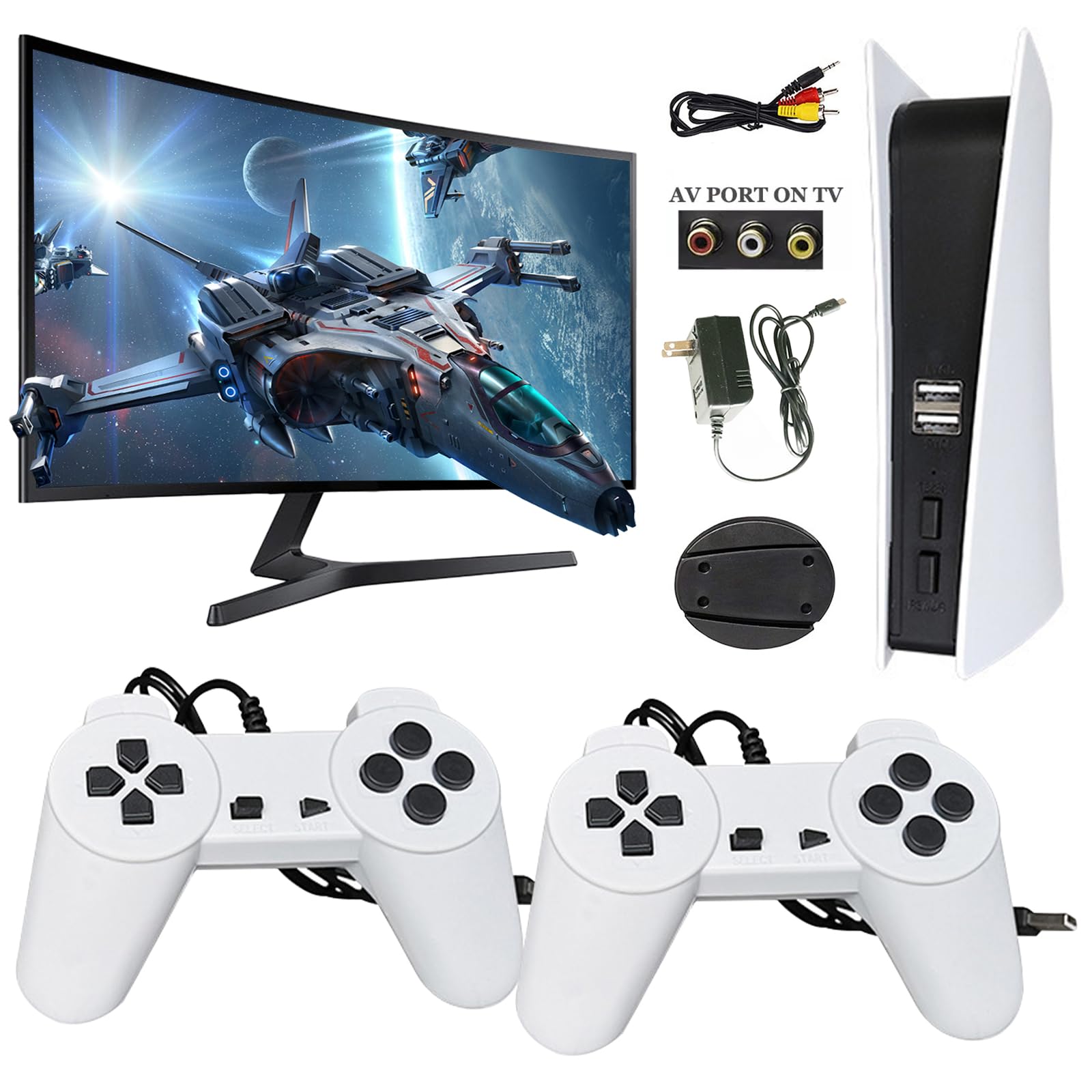 Retro Games Console With Game Station, Built In 200 Retro Games, Retro Game Console With Dual Wired Usb Controller, Retro Games Console For Tv, Game Consoles For Kids And Adults, White For UK