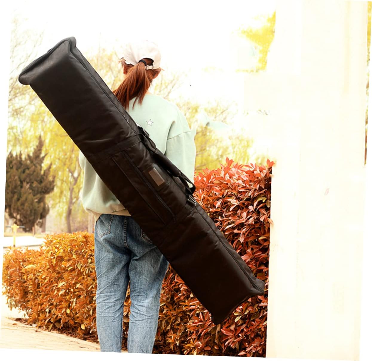 POPETPOP Large Canvas Recurve Storage Bag with Inside Strap Washable Hunting Tote Pouch Wear Multifunctional Shoulder Case for Accessories Black