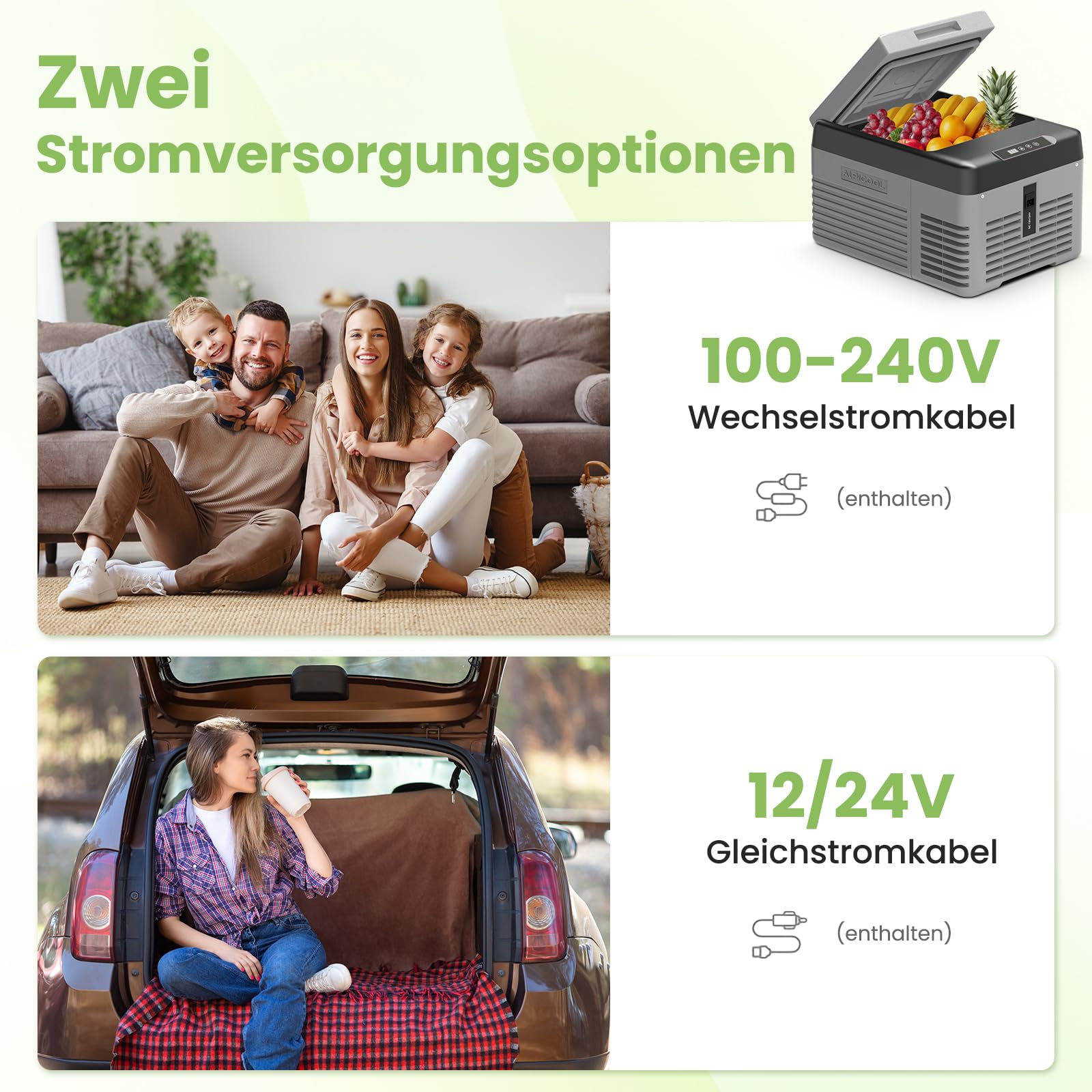 Alpicool CL9 9L Kompressor Kühlbox Klein, 2026 NEU Mini Kühlschrank für Auto, Kühlbox 12V 230V Kompressor Tragbarer für Camping, Angeln, Fahrten, Boot, Reisemobil, -20℃-20℃