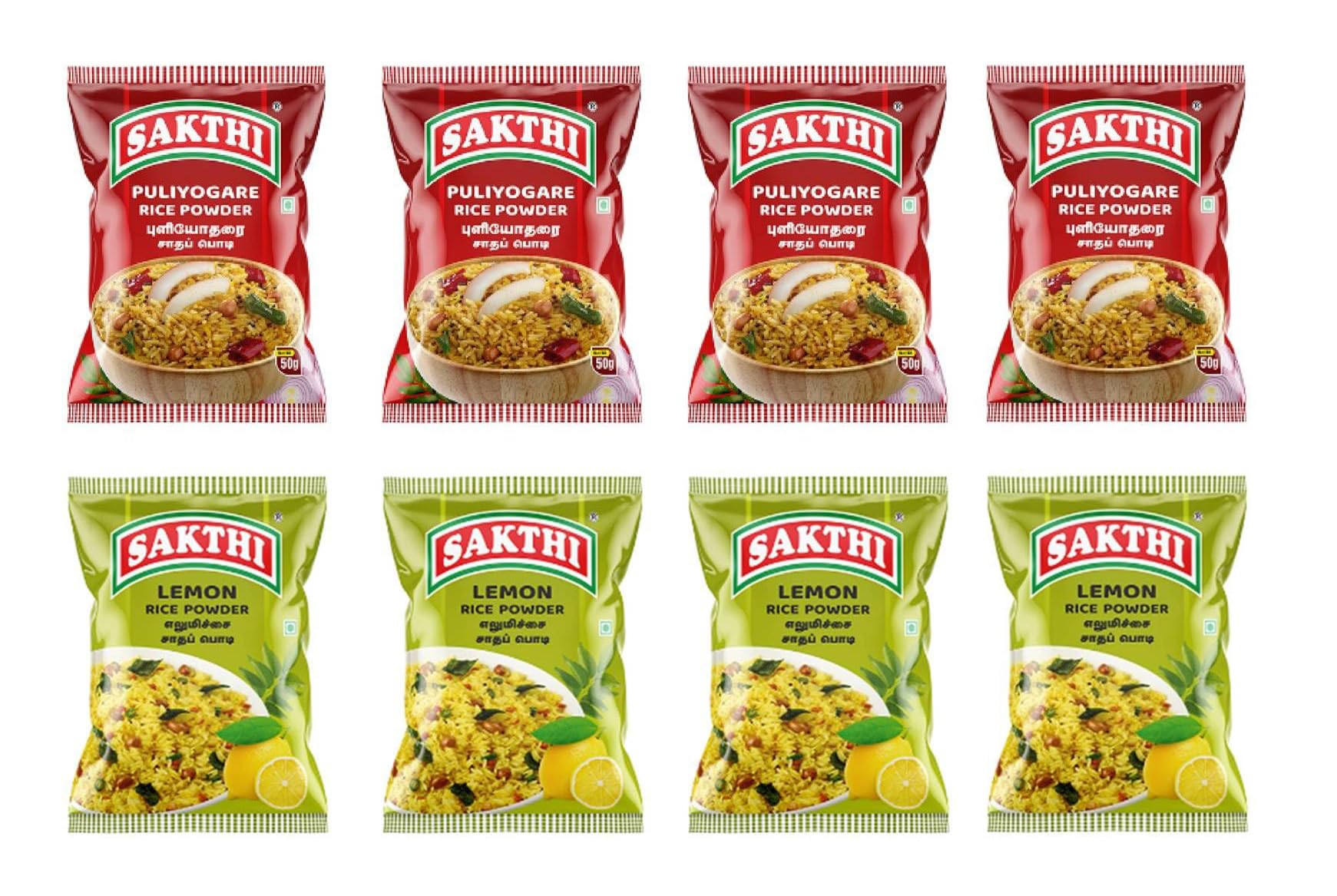 SAKTHI 50g Puliyogare Rice Powder (Pack of 4) + Lemon Rice Powder (Pack of 4) | 100% Vegetarian Instant Rice Mix for Rice Preparation | Premium Spices Blend Rice Powder | South Indian Flavoured Ready Mix-Value Pack (B08D3V8KSN) Amazon Price History, Amazon Price Tracker
