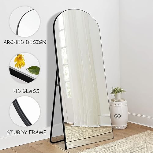 Miniatura 4 de PexFix espejo de cuerpo entero 65 x 22pulgadas elegante espejo de suelo con parte superior arqueada para dormitorio o tocador espejo de pie para